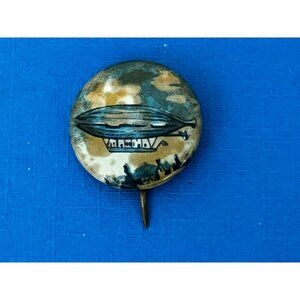 Antique Celluloid Blimp Airship Pinback Pin David C Cook Publishing Small